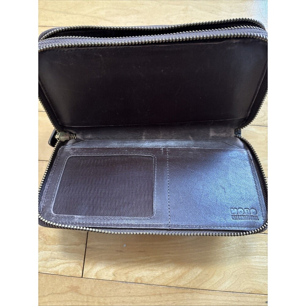 HOBO International Vintage Retro Y2K Double Zip Around Leather Wallet Pouch 90s